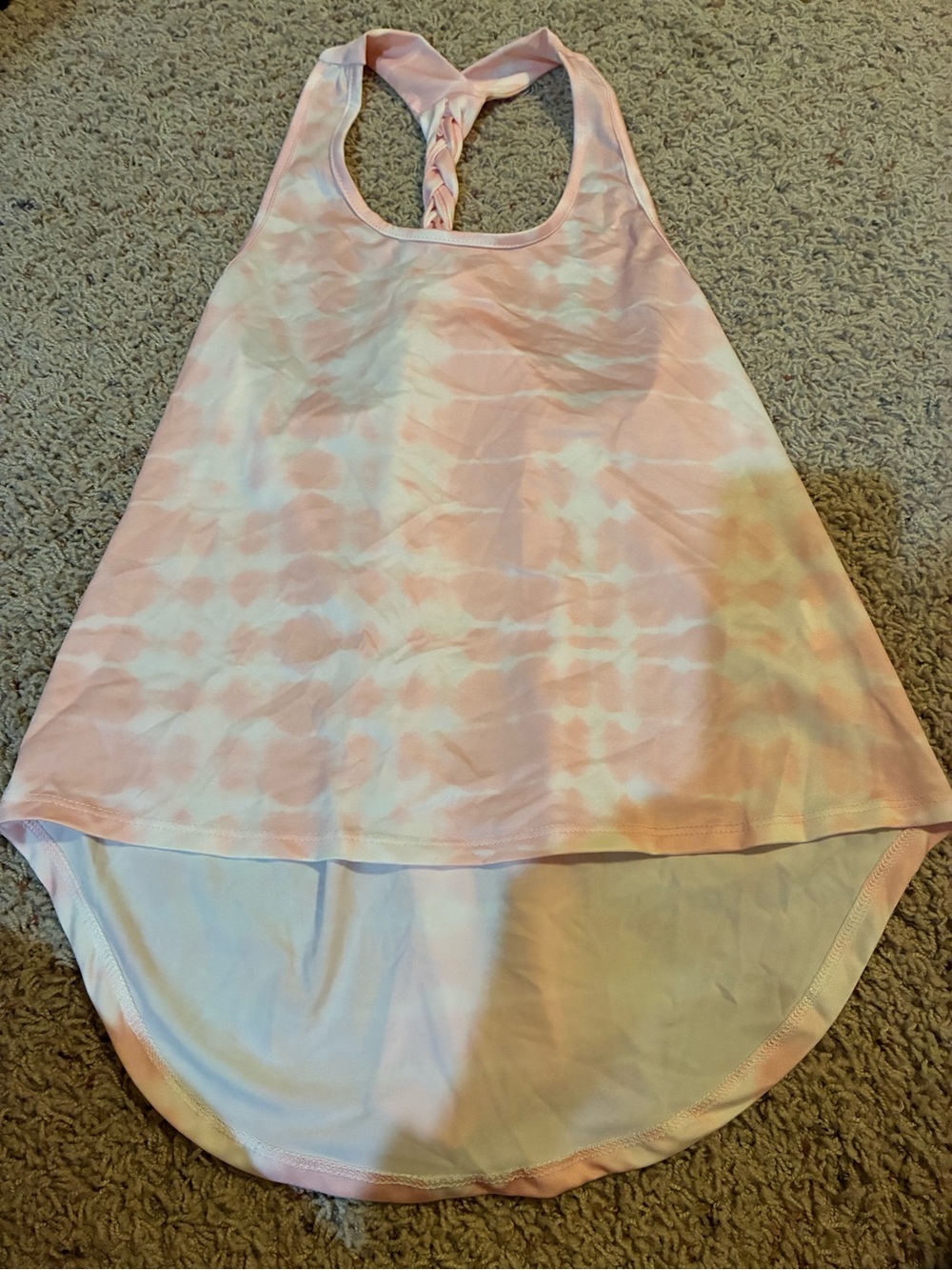 Girls' Pink Tie-Dye Racerback Tank Top with Braided Back